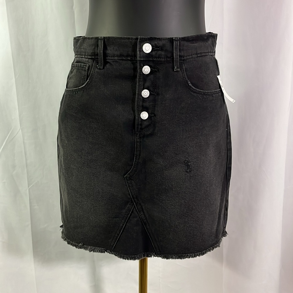 NWT Old Navy Smoky Waters High Waisted Black Denim Mini Skirt